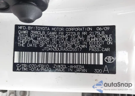 2010 Toyota Prius Iii from USA, damaged, VIN JTDKN3DUXA5025517